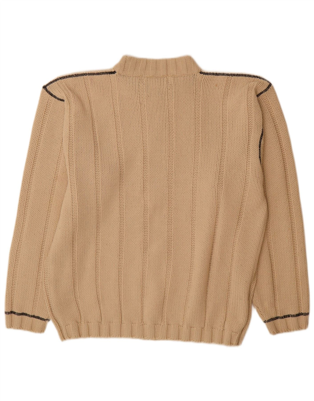 Vintage męski sweter z golfem w średnie beżowe paski