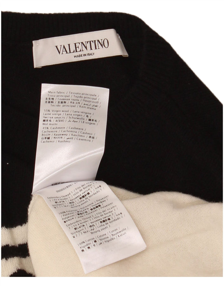 Damski sweter z okrągłym dekoltem Valentino UK 12 Średni Off-White Classic