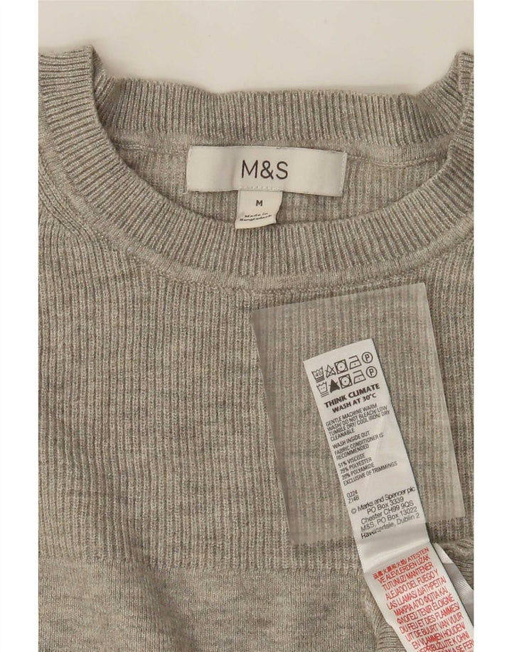 Marks & Spencer Damski top z długim rękawem UK 12, średnioszara wiskoza