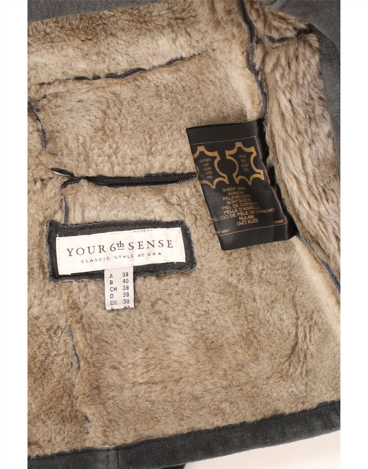 Damska kurtka shearling Your Sixth Sense UK 18 XL, szara skóra