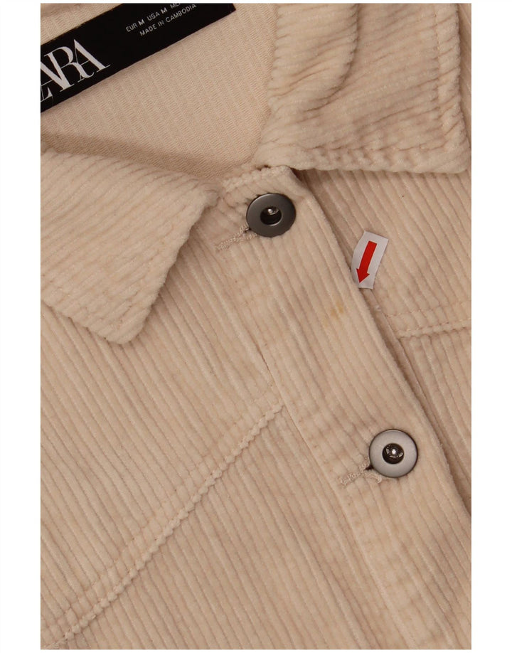 Damska koszula sztruksowa oversize ZARA UK 14, średnia, złamanej bieli, bawełniana