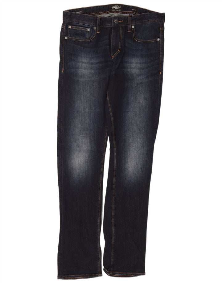 SUPERDRY Męskie jeansy slim W34 L34 Granatowa bawełna