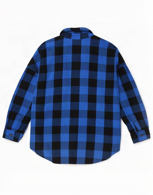 Damska koszula flanelowa oversize Zara UK 16, duża, niebieska wiskoza w kratkę