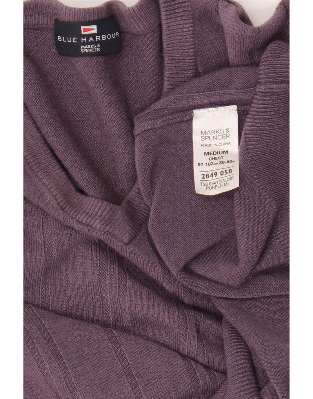 Marks & Spencer Damski sweter z dekoltem w kształcie litery V, UK 14, średni fiolet