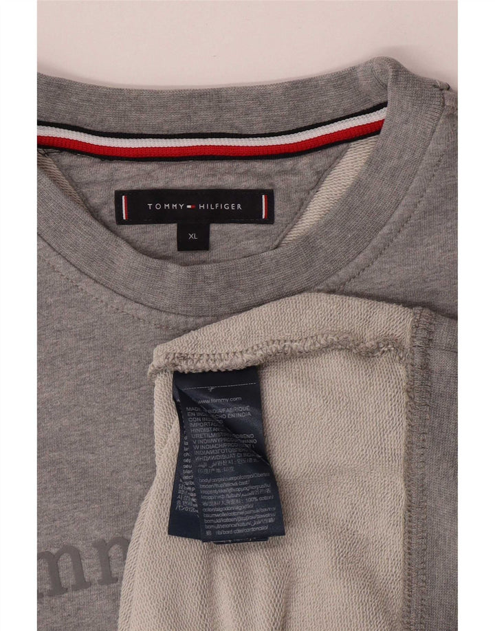 Męska bluza z grafiką Tommy Hilfiger XL, szara, bawełniana