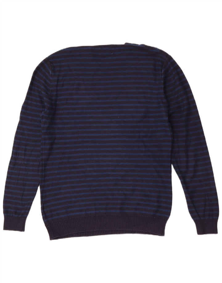 Jack Wills Męski sweter z okrągłym dekoltem, bawełniany, w średnim kolorze granatowym w paski