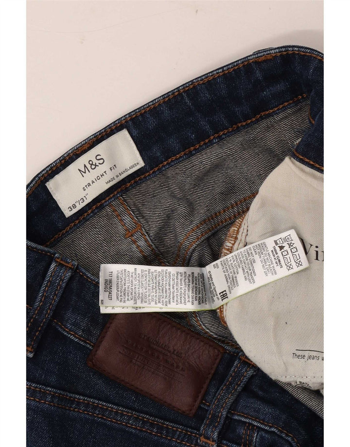 Marks & Spencer Męskie proste dżinsy W38 L31 Niebieskie bawełniane