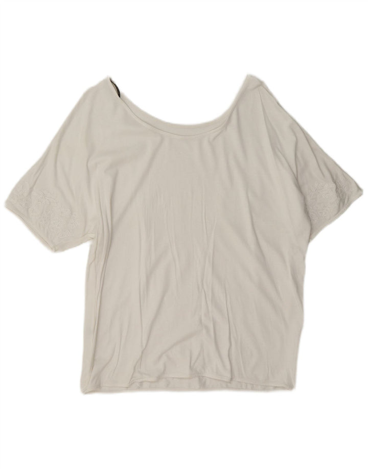 Bluzka damska Massimo Dutti Top UK 16, duża, biała w kwiaty