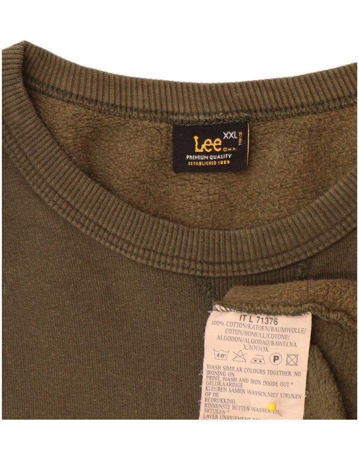 Męski sweter Lee z grafiką, 2XL, bawełna khaki