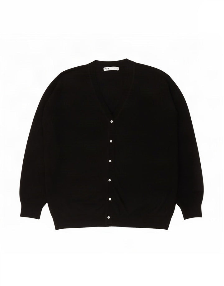 Damski sweter oversize Zara UK 16, duży, czarny poliester