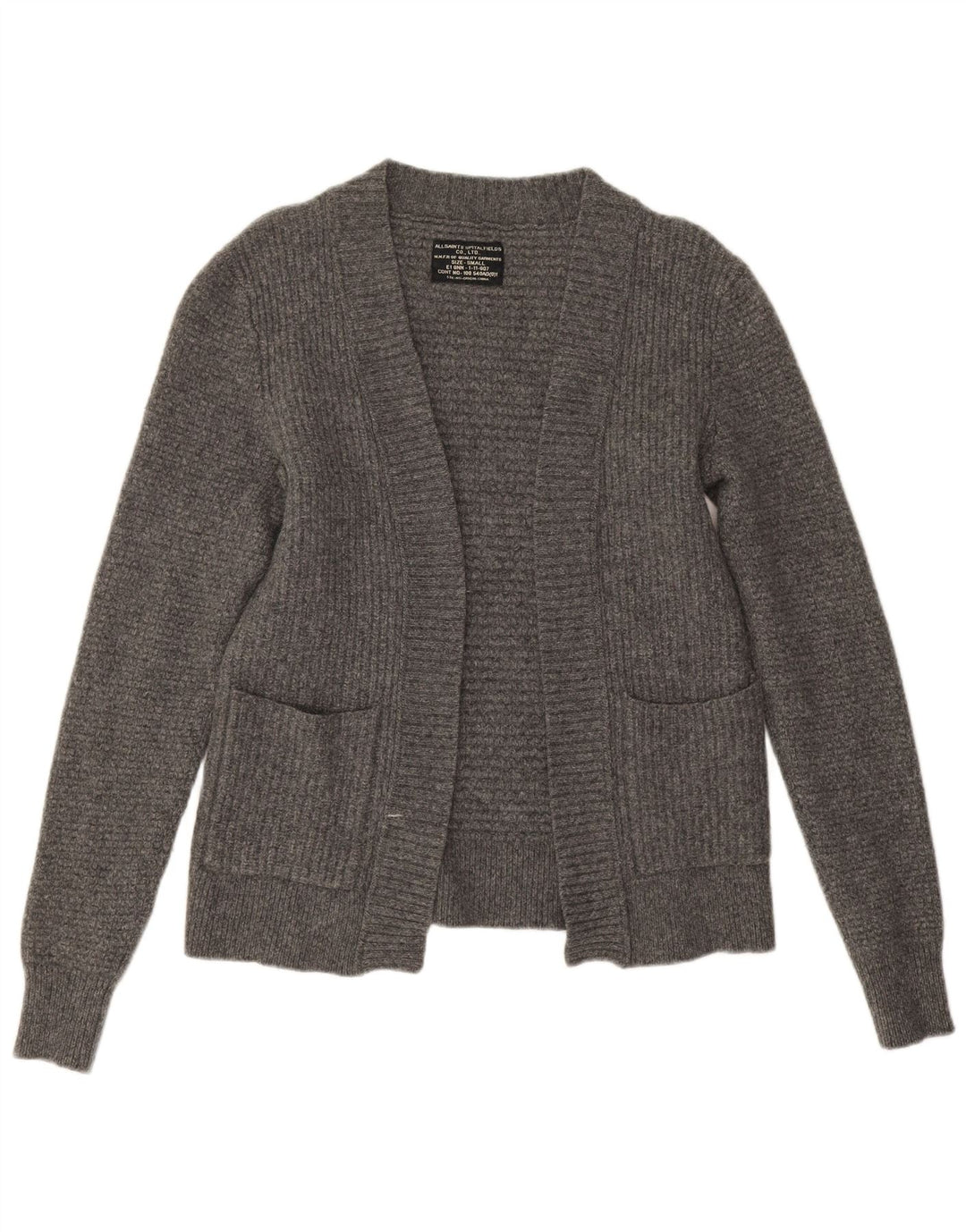 Sweter damski All Saints Open Cardigan UK 10 Small Grey Lambswool