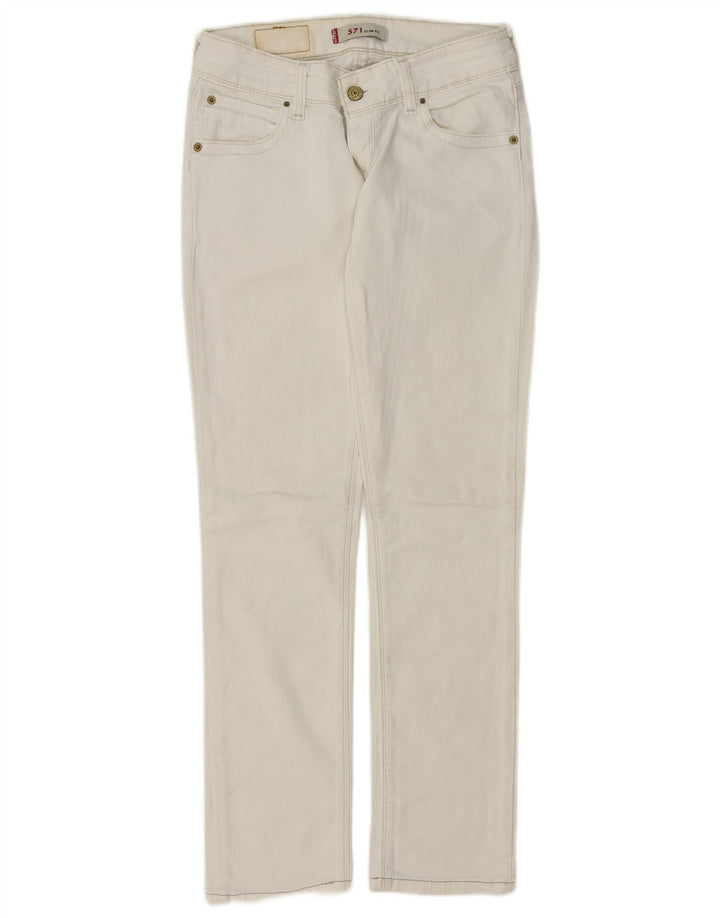 Damskie jeansy Levi's 571 Slim W28 L30 Biała bawełna