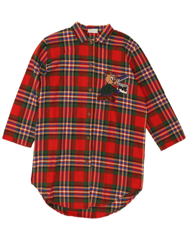 Damska sukienka koszulowa oversize VINTAGE z grafiką UK 14 w średnią czerwoną kratkę