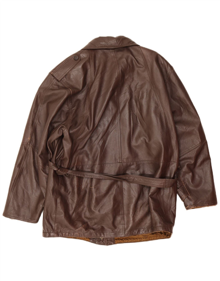 Vintage męska skórzana kurtka wojskowa IT 52 XL brązowa skóra