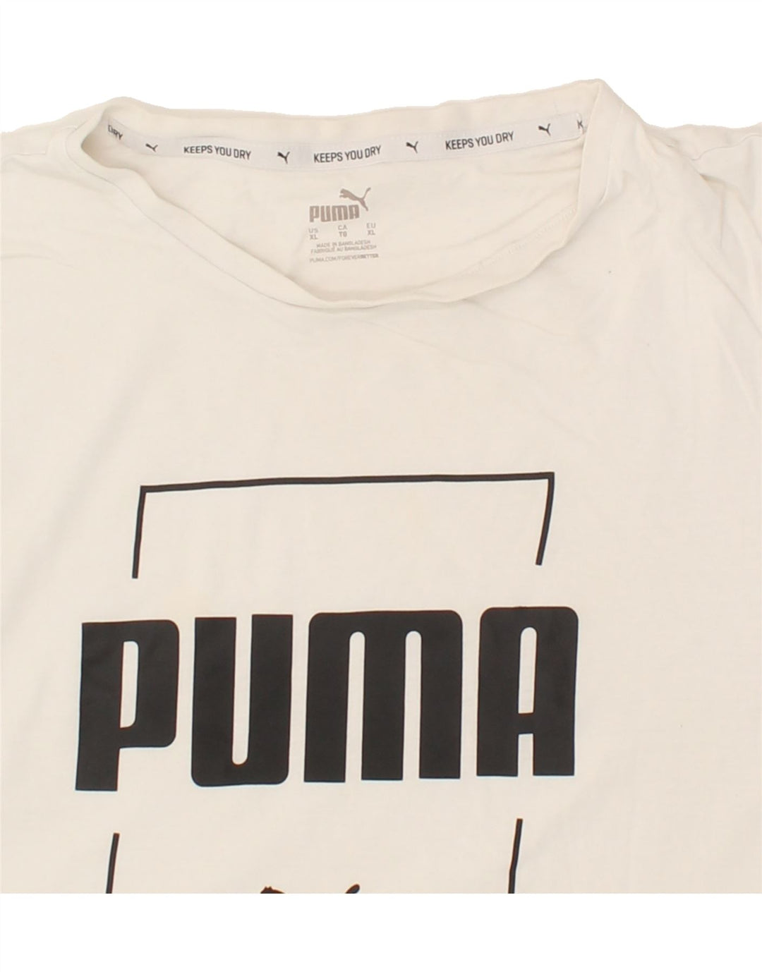 PUMA Mens Graphic T-Shirt Top XL White Vintage Puma and Second-Hand Puma from Messina Hembry 