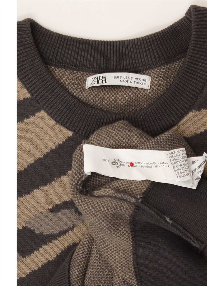 Męski sweter Zara, mały, brązowy, bawełniany w paski