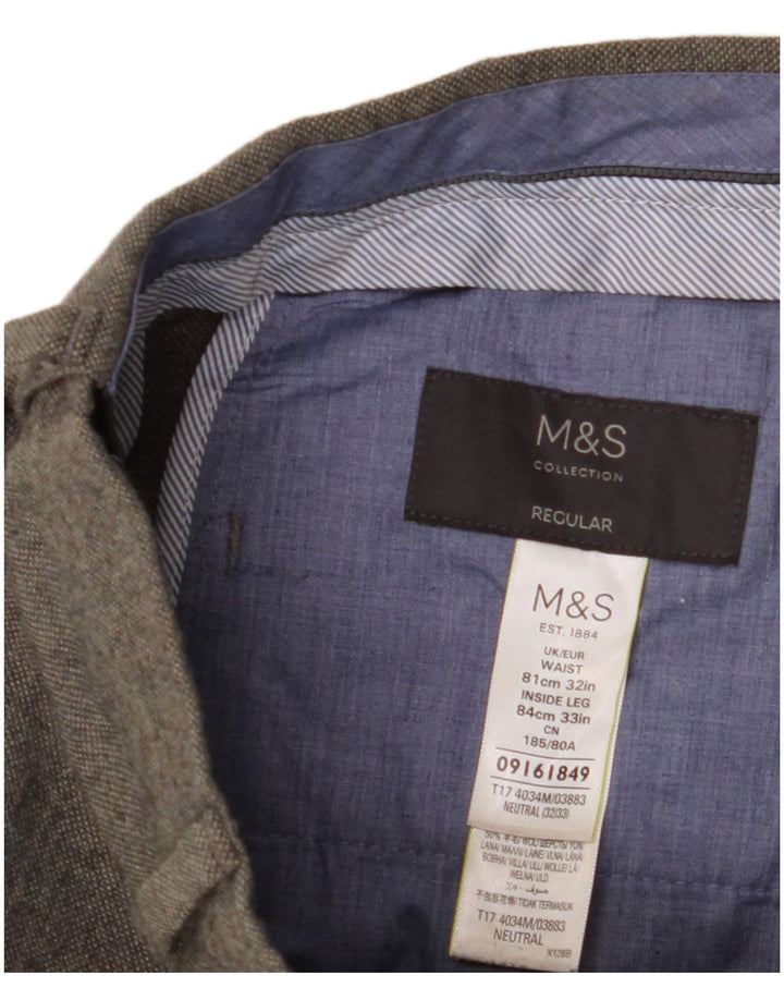 Marks & Spencer Męskie proste spodnie garniturowe W32 L33 Szary poliester