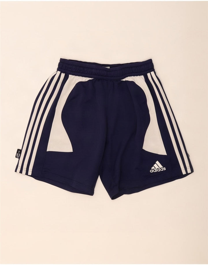 Męskie spodenki sportowe Adidas Climalite, średni granatowy, poliester z blokami kolorów