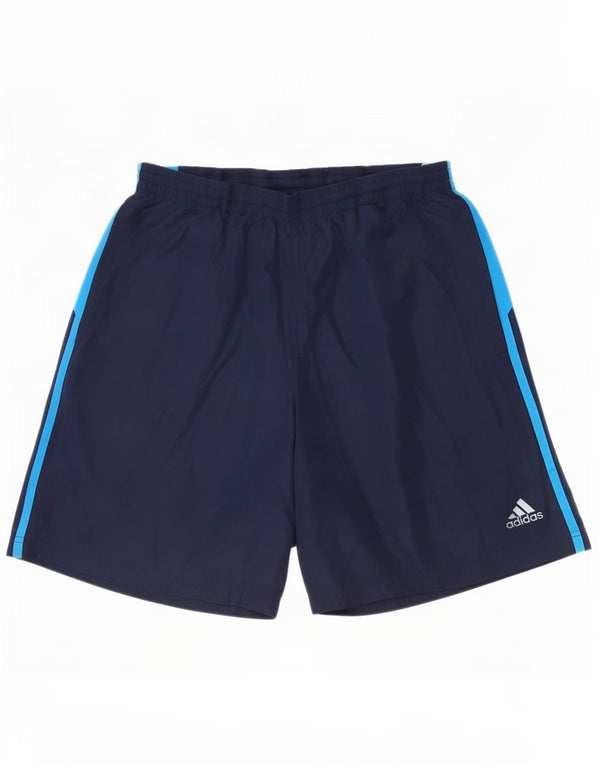 Męskie spodenki sportowe Adidas, duże, granatowe, z blokami kolorów, poliestrowe