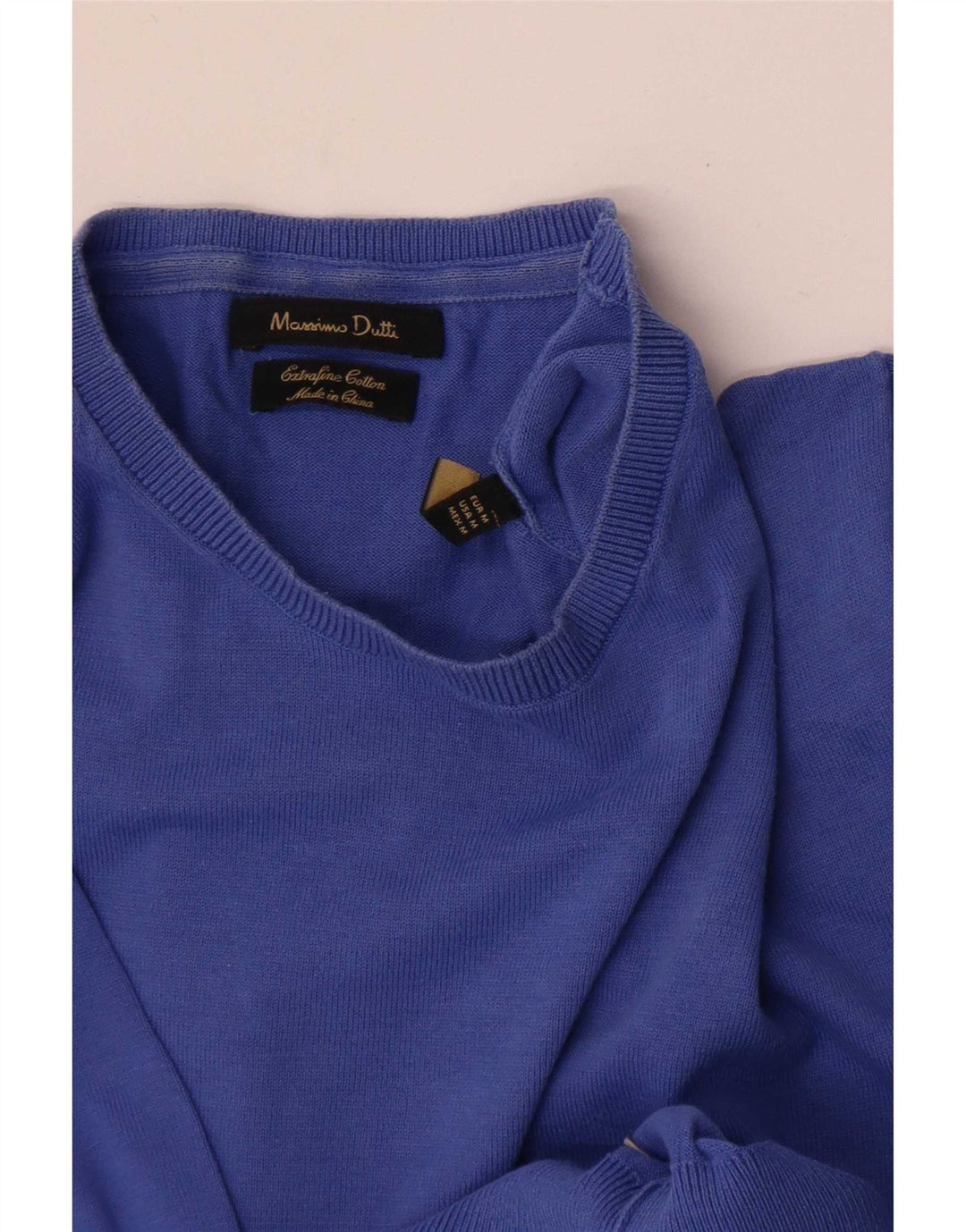 Męski sweter Massimo Dutti z krótkim rękawem i okrągłym dekoltem, średnioniebieski