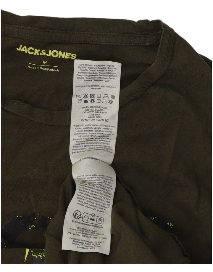 Męska koszulka z grafiką Jack & Jones, średnia, bawełniana khaki
