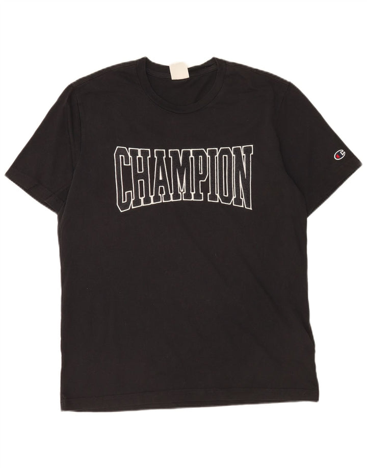 Męski T-shirt Champion z grafiką, duży, czarny, bawełniany