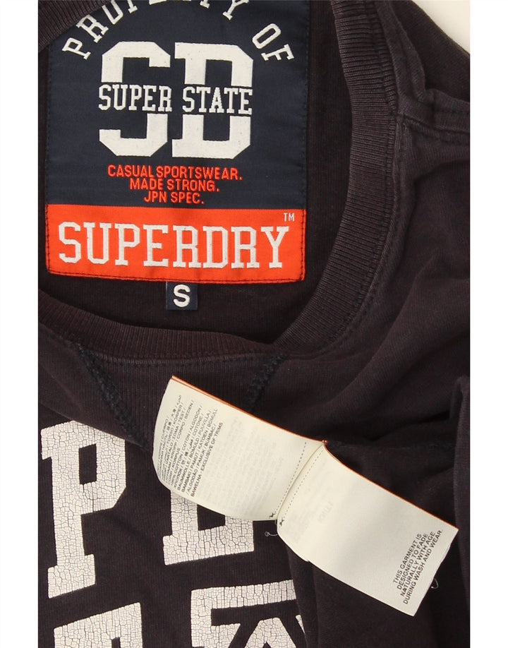 Męski top Superdry z grafiką, długim rękawem, mały, granatowy, bawełniany