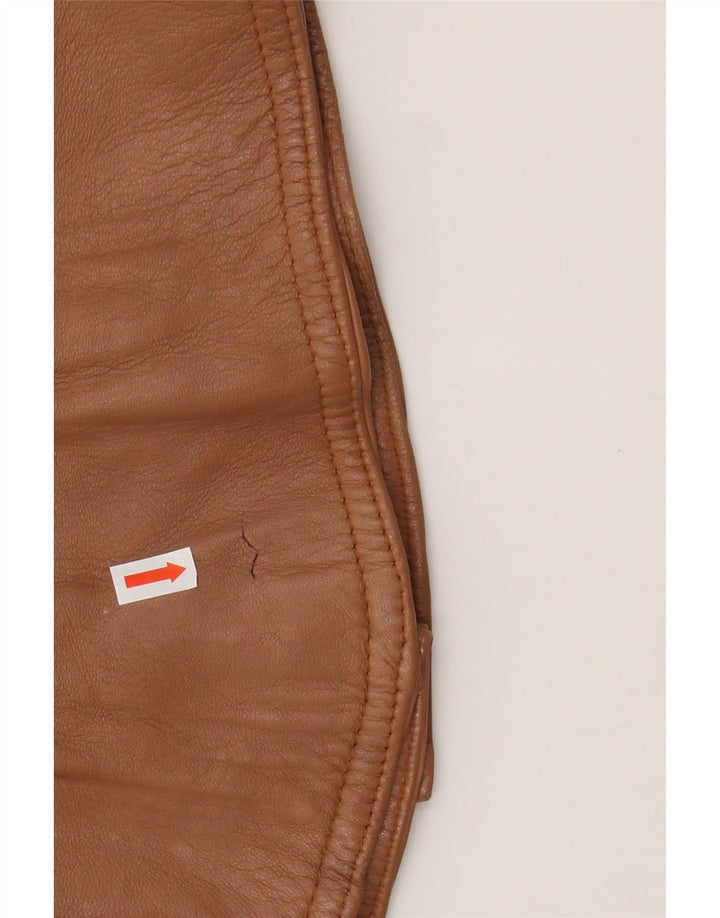 Vintage damska kurtka skórzana UK 14, średnia brązowa skóra