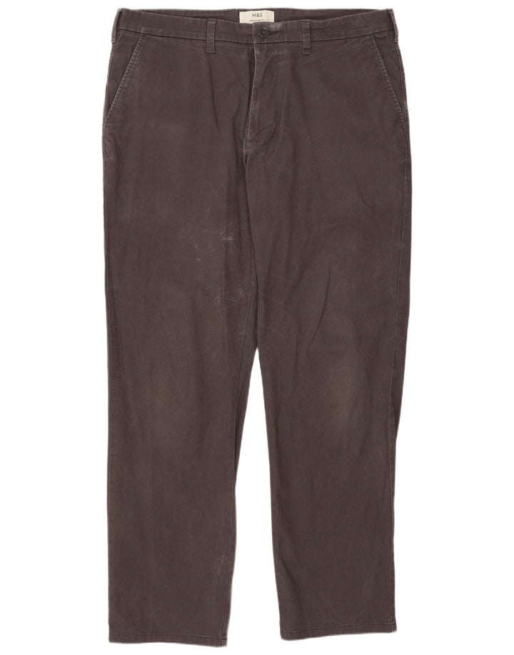 Marks & Spencer Męskie spodnie chino o prostym kroju o regularnym kroju W36 L31 szare
