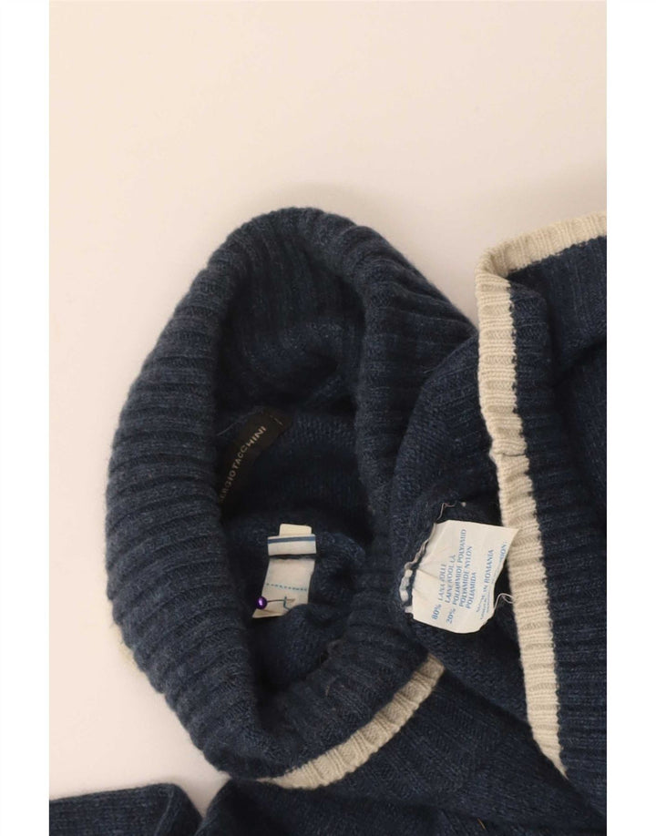 Sergio Tacchini Męski sweter z golfem, duży, granatowy, wełniany