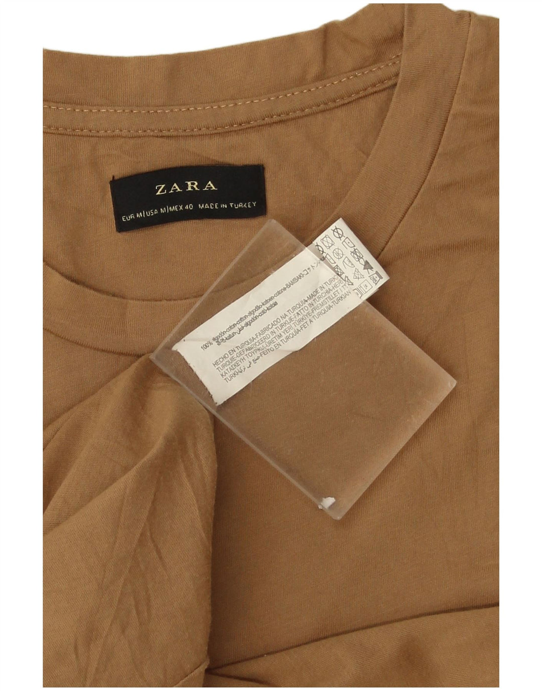 T-shirt męski Zara Top, średnio beżowy, bawełniany