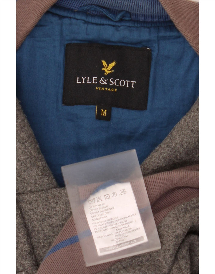 Męska kurtka Lyle & Scott Vintage Varsity UK 38, wełna w kolorze średnioszarym
