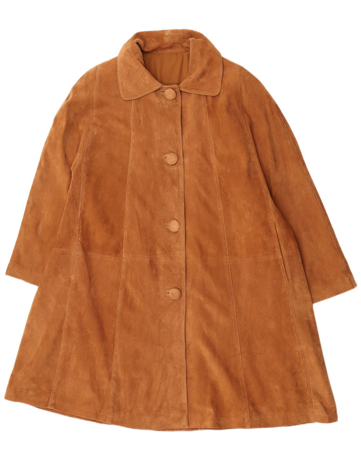 Vintage damski zamszowy płaszcz oversize IT 46 duży brązowy