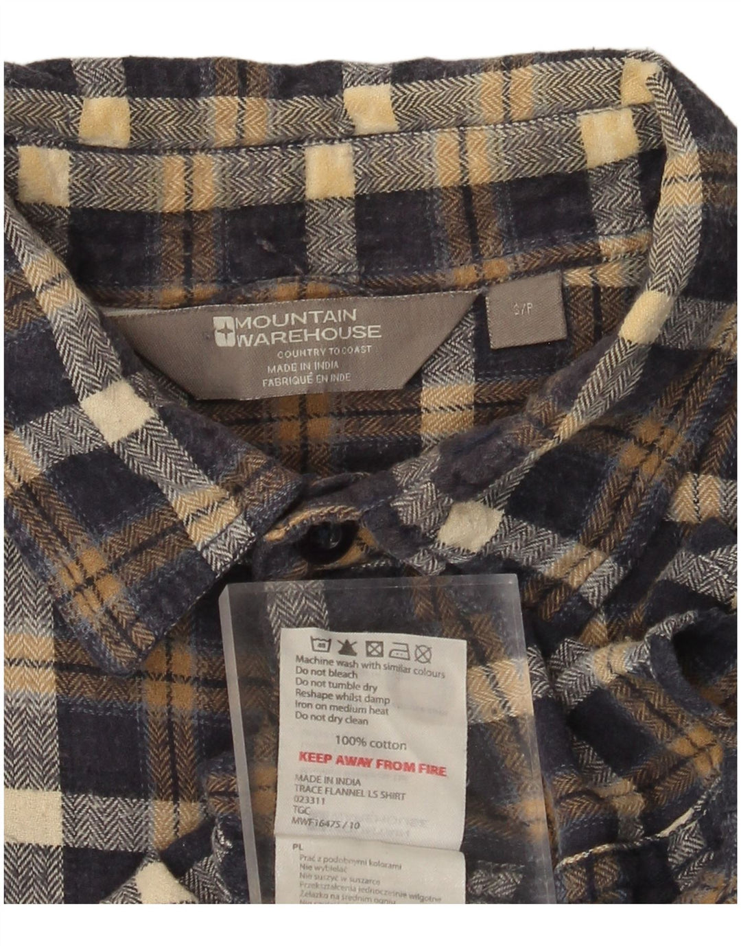 MOUNTAIN WAREHOUSE Męska koszula flanelowa w małą granatową kratkę, bawełniana
