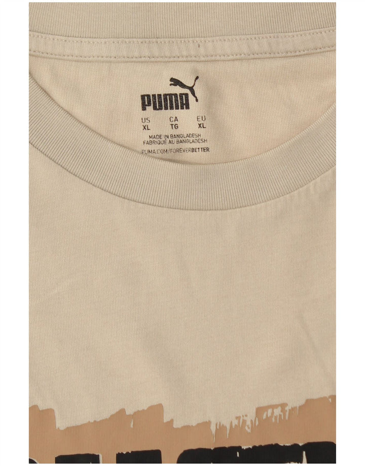 PUMA Mens Graphic T-Shirt Top XL Beige