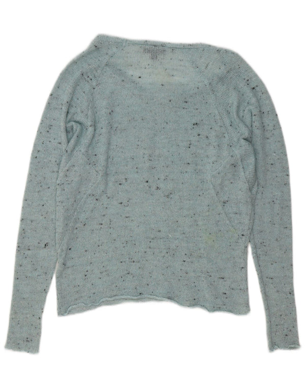 Damski sweter oversize z dekoltem w łódkę Topshop UK 10, mały, niebieski nakrapiany
