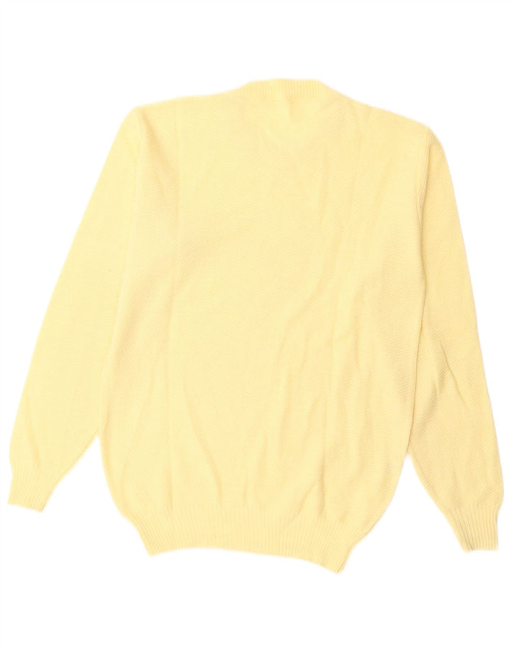 Sweter damski VINTAGE z okrągłym dekoltem UK 14 Średniej żółtej wełny