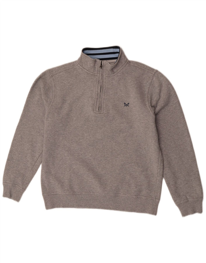Crew Clothing Męska bluza z zamkiem błyskawicznym, średnioszara, bawełniana