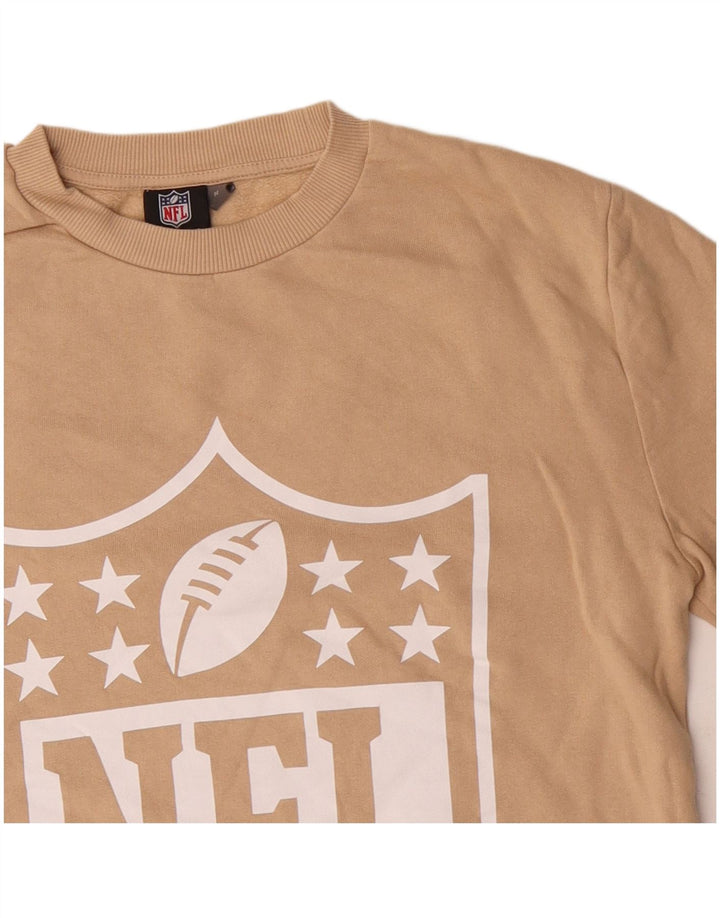 Damska bluza z grafiką NFL, UK 14, średnia beżowa bawełna