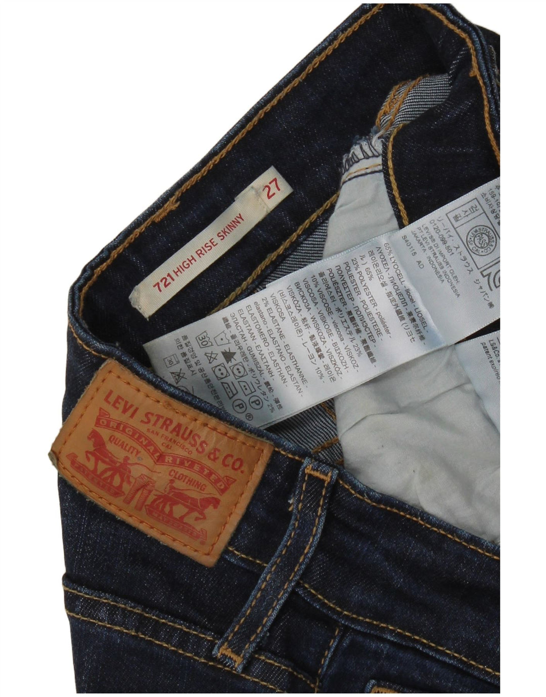 Damskie jeansy Levi's 712 z wysokim stanem W27 L30 Niebieski Lyocell