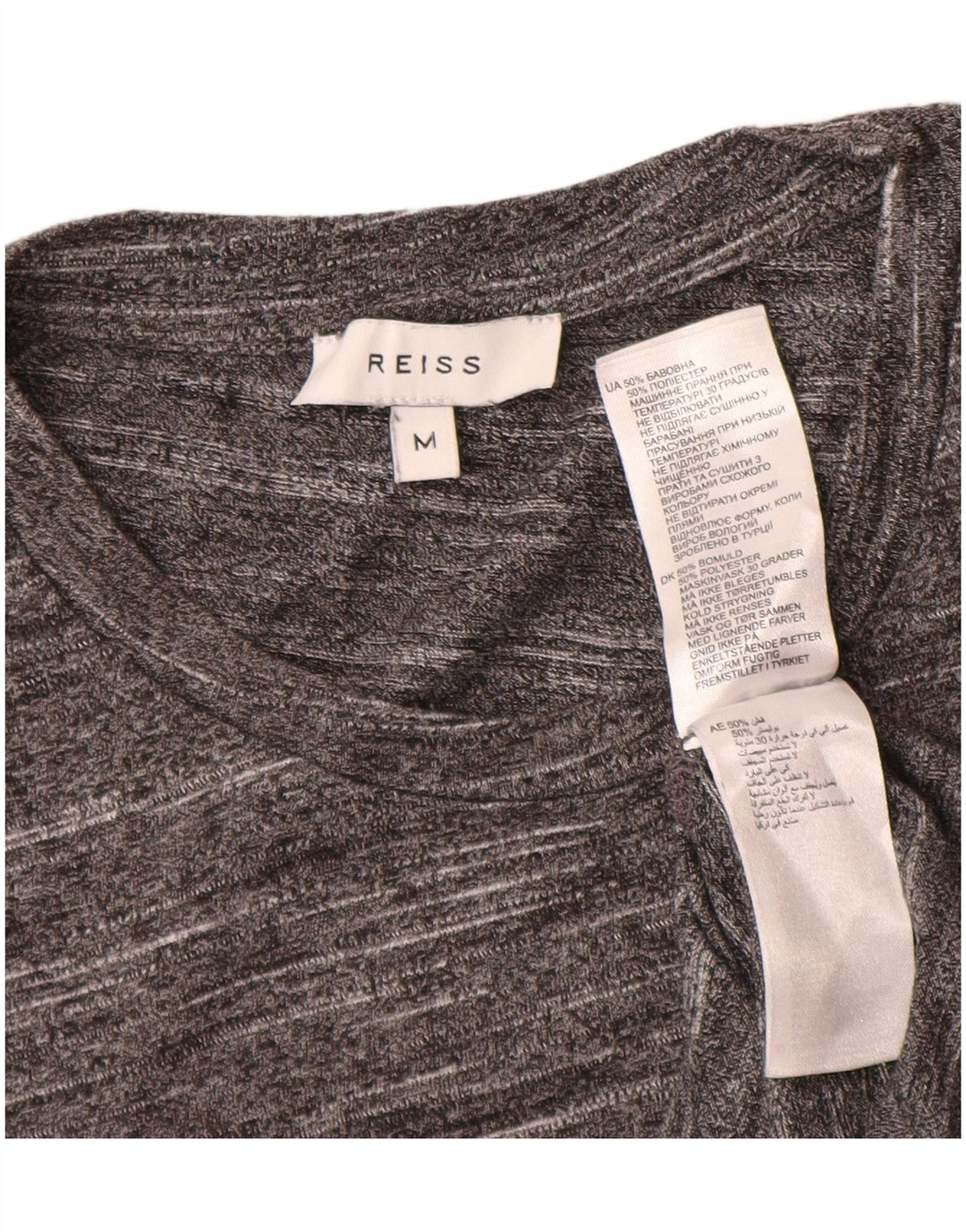 Męska koszulka T-shirt Reiss, średnia, szara, bawełniana nakrapiana