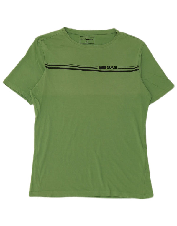 T-shirt męski Gas Top XL, bawełniany w zielone paski