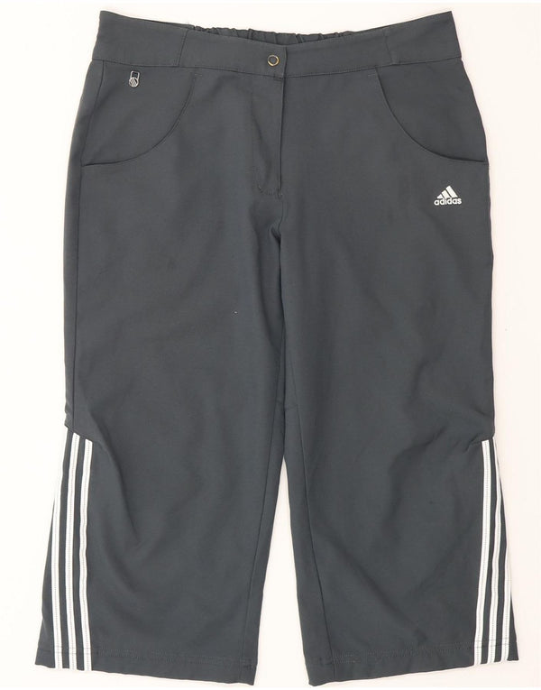 ADIDAS Womens Straight Capri Trousers UK 10 Small W30 L19 Grey Polyester