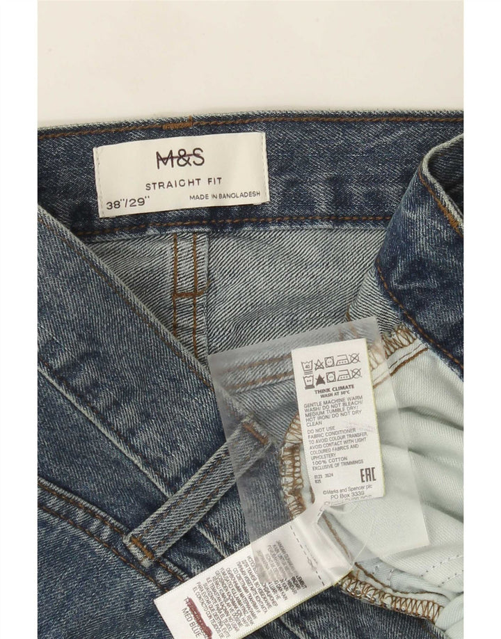 Marks & Spencer Męskie proste dżinsy W38 L29 Niebieskie bawełniane