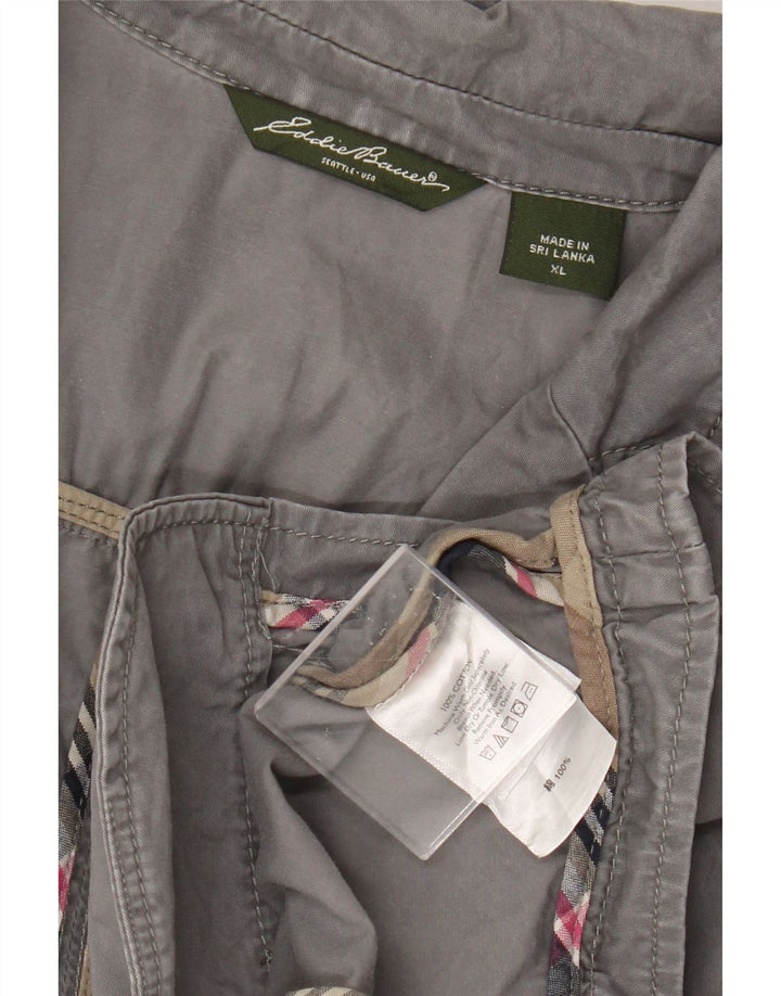 Damska marynarka zapinana na 2 guziki Eddie Bauer UK 18 XL, szara bawełna