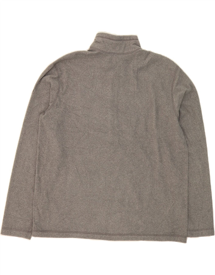 EDDIE BAUER Mens Zip Neck Fleece Jumper XL Grey Colourblock Polyester Vintage Eddie Bauer and Second-Hand Eddie Bauer from Messina Hembry 