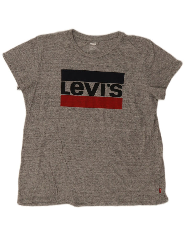 Damska koszulka z grafiką Levi's Top UK 14 Medium Grey Flecked Logo
