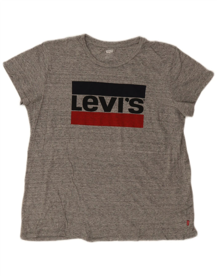 Damska koszulka z grafiką Levi's Top UK 14 Medium Grey Flecked Logo