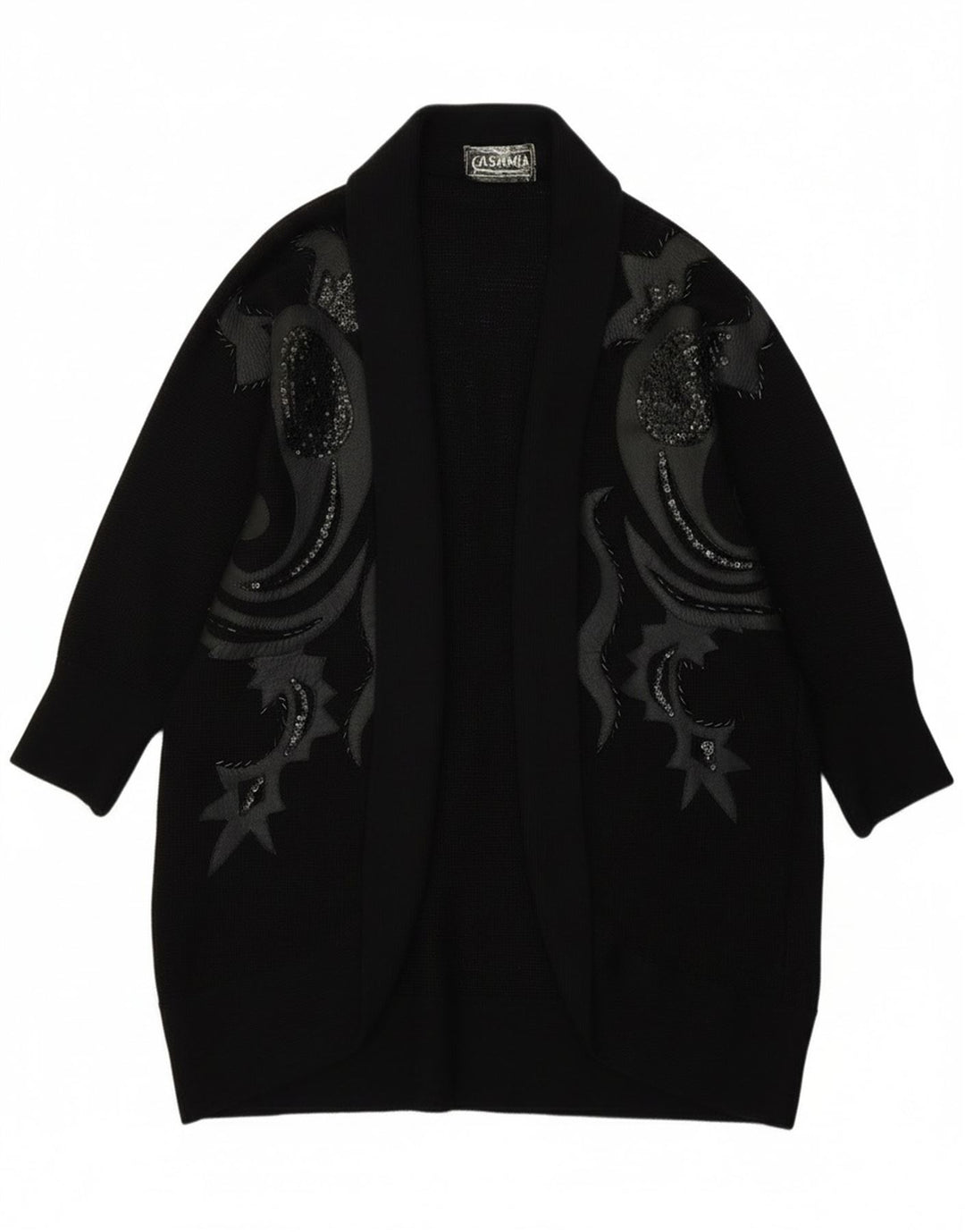 Damski sweter rozpinany Casamia o długim kroju, jeden rozmiar, czarny Paisley