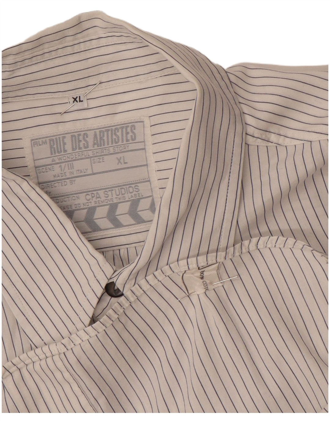 Koszula męska VINTAGE XL, biała, bawełniana w prążki